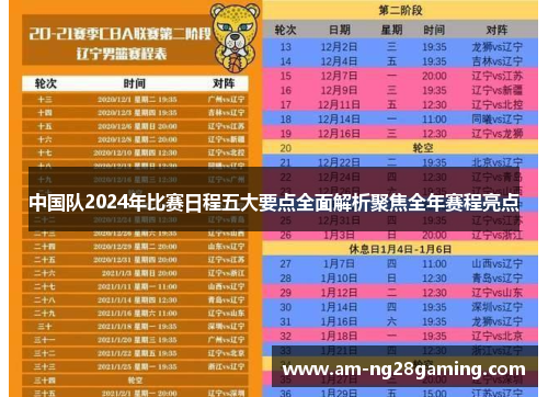 中国队2024年比赛日程五大要点全面解析聚焦全年赛程亮点